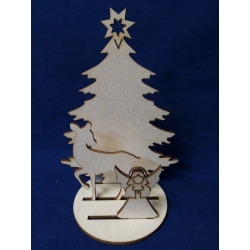 SKLEJKA #3mm Zestaw na podkładce fi 8cm / aniołek, sarenka, choinka 15cm  zestaw Świąteczny, komplet